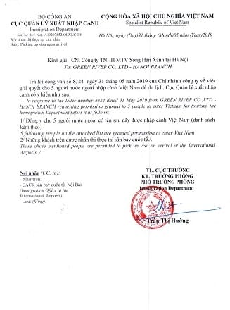 Vietnam Visa Invitation Example